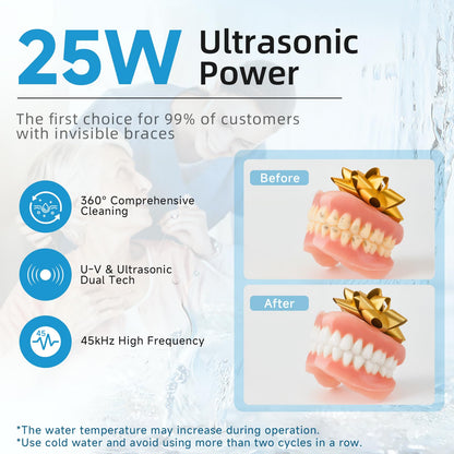 Ultrasonic Retainer Cleaner 45kHz – 4 Modes, 200ml Pod, Digital Timer