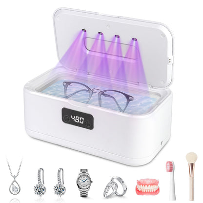 49kHz Ultrasonic Jewelry Cleaner – All-in-One Cleaner for Jewelry & Dentures