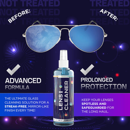 ULTRAVUE Gel Lens Cleaner Kit – 2x8oz + 1x2oz with 2 Microfiber Cloths | Safe for All Lenses (AR Coated Included)