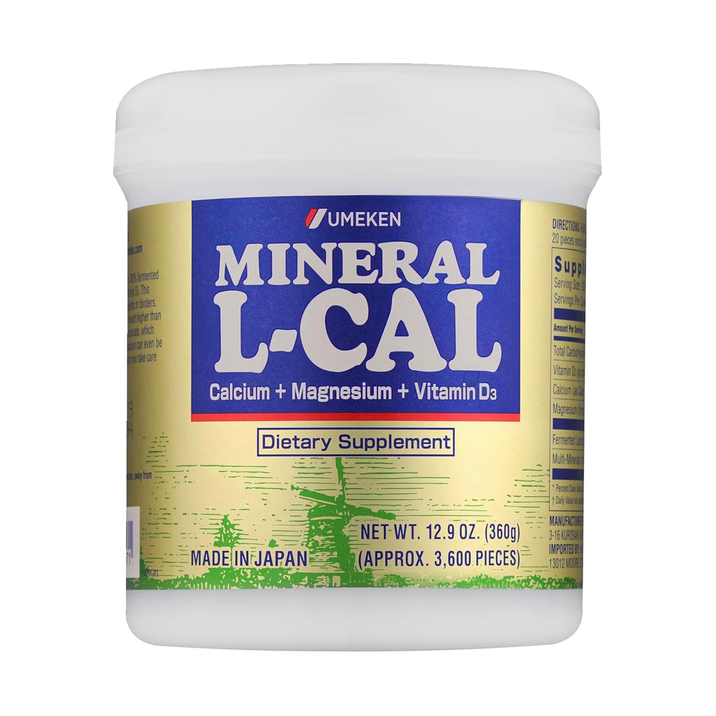 Umeken Mineral L-Calcium D3 360g, 3,600 Balls, 6-Month Supply