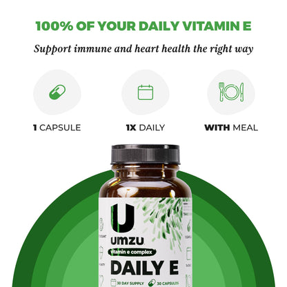 UMZU Daily E Vitamin E Capsules | 100% Daily Vitamin E | Immune Support (30 Days)