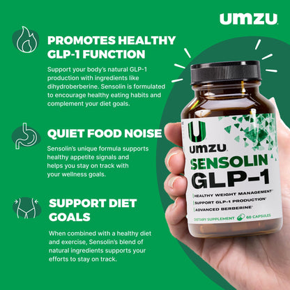 UMZU Sensolin GLP-1 Support Supplement – 30 Day Supply with Dihydroberberine, Cinnamon, Chromium & Biotin