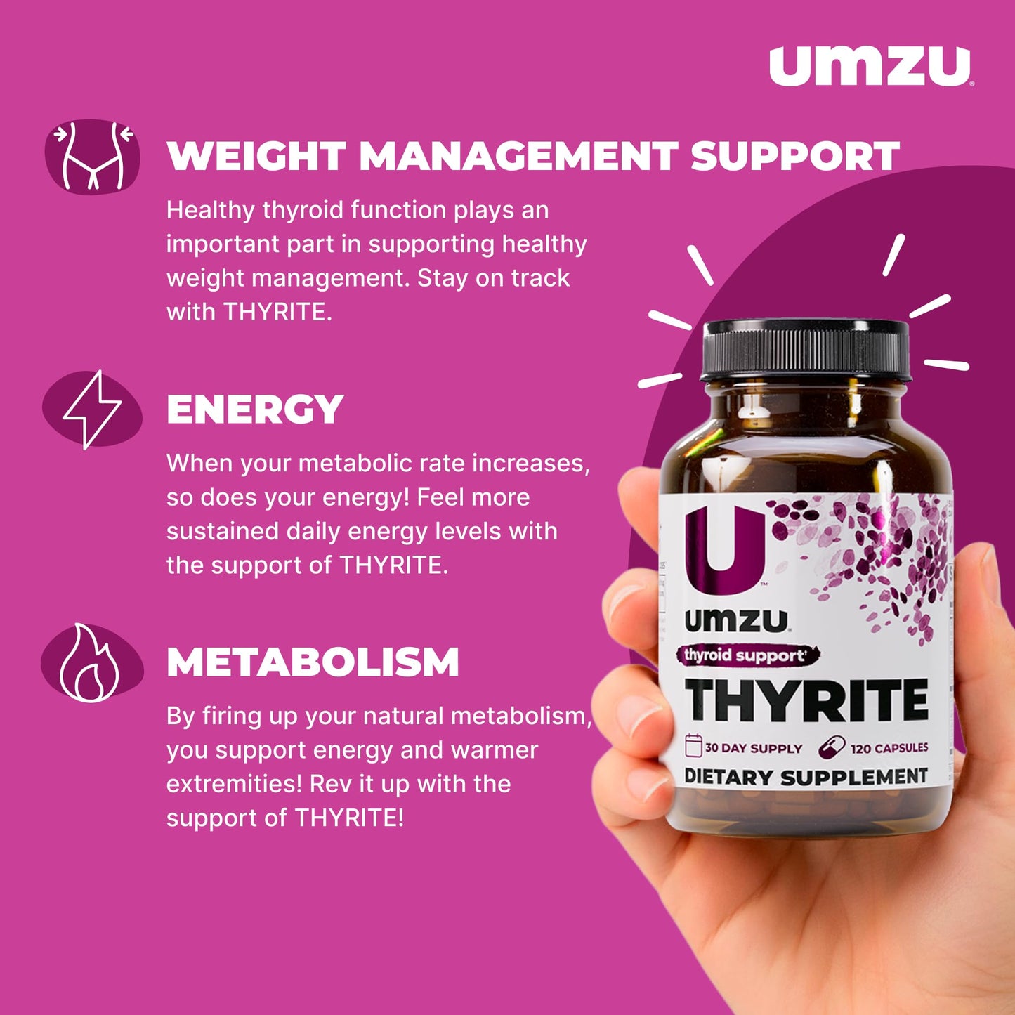 UMZU Thyrite Thyroid Support – Metabolism & Energy (120 Capsules)