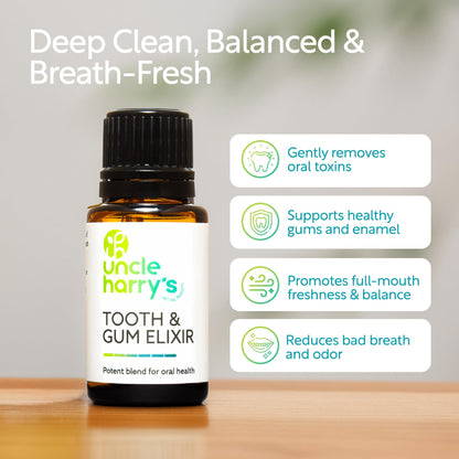 Uncle Harry's Aromatherapy Tooth & Gum Elixir | Purifying Alcohol-Free Mouthwash for Gums & Bad Breath | 0.5 oz