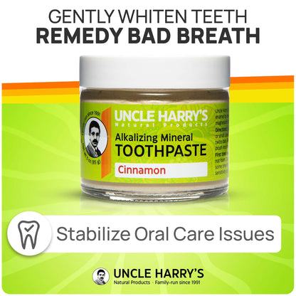 Uncle Harry's Cinnamon Remineralizing Toothpaste – Natural Whitening, Vegan, Fluoride-Free 4 Pack
