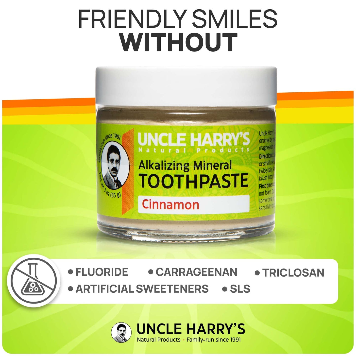 Uncle Harry's Cinnamon Remineralizing Toothpaste – Natural Whitening, Vegan, Fluoride-Free 4 Pack