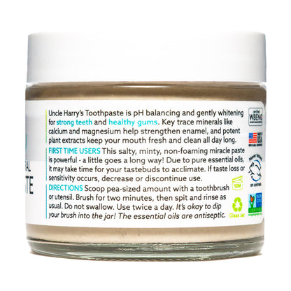 Uncle Harry's Spearmint Remineralizing Toothpaste - Natural Whitening, Vegan, Fluoride Free | 2 Pack