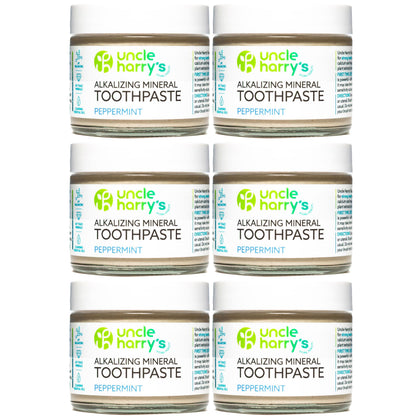 Uncle Harry's Fluoride-Free Remineralizing Toothpaste – Peppermint, 3oz (Pack of 6)