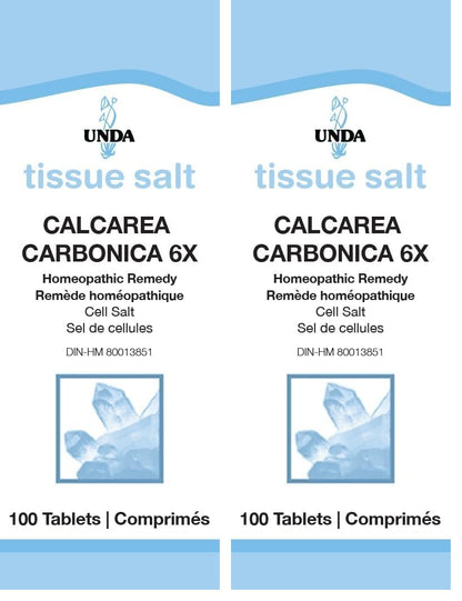 UNDA Calcarea Carbonica 6X – Homeopathic Bone & Joint Support | 100 Tablets (Pack of 2)