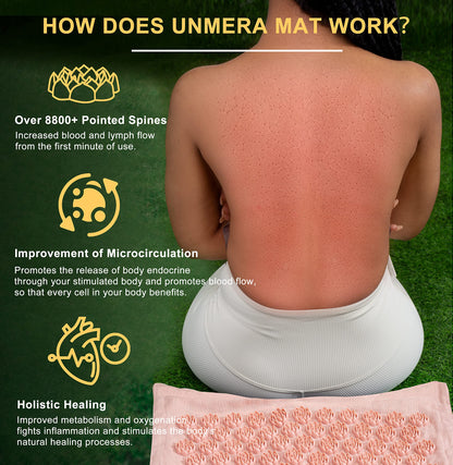 UNMERA Acupressure Mat & Pillow Set – Linen & Coconut Fiber Pain Relief