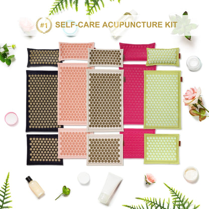 UNMERA Acupressure Mat & Pillow Set - Natural Linen & Coconut Fiber Filling for Back & Neck Pain Relief