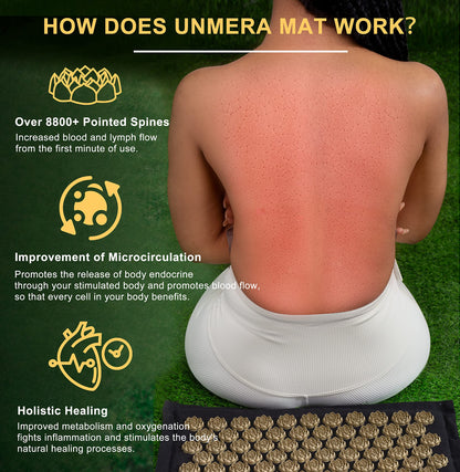 UNMERA Acupressure Mat & Pillow Set - Natural Linen & Coconut Fiber Filling for Back & Neck Pain Relief