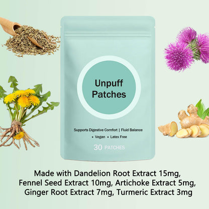 Unpuff Patches – 2 Pack (60 Patches) with Dandelion, Fennel, Artichoke, Ginger & Turmeric