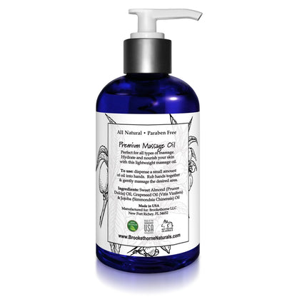 Unscented Massage Oil – 100% Natural Carrier Blend (Sweet Almond, Grapeseed & Jojoba) | Brookethorne Naturals