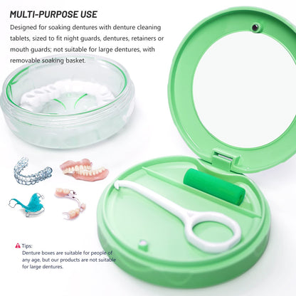 Uouovo Denture Case – Leak-Proof Retainer Box with Mirror, Travel-Ready