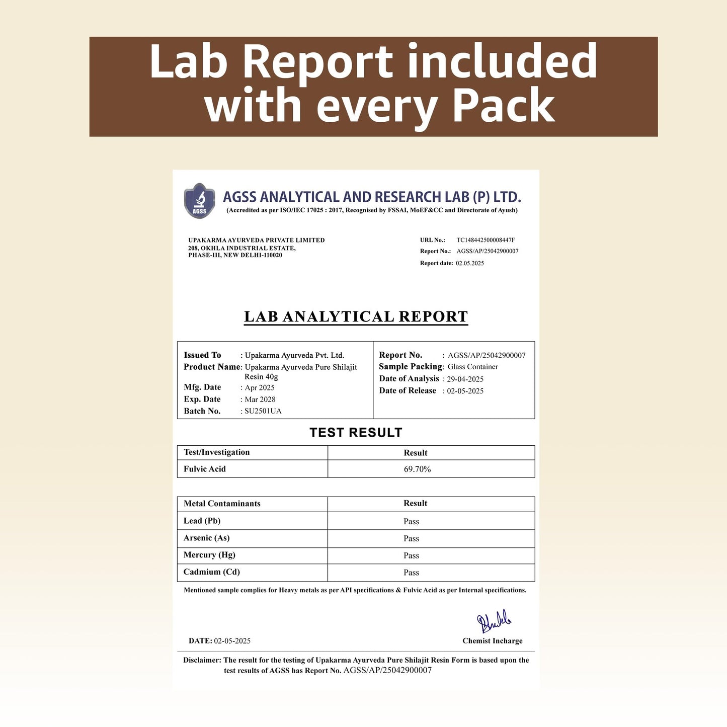 UPAKARMA Pure Shilajit Resin 40g - Lab-Tested, 100 Servings