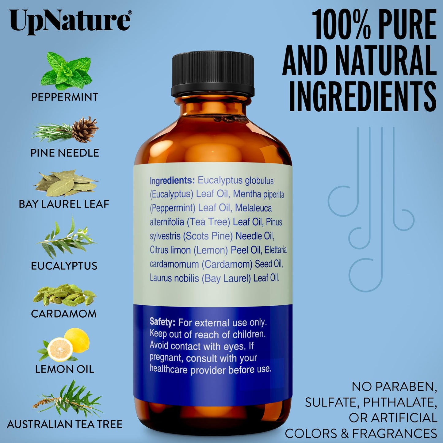UpNature Breathe Essential Oils Blend (2oz) – Eucalyptus, Peppermint & Tea Tree for Diffusers