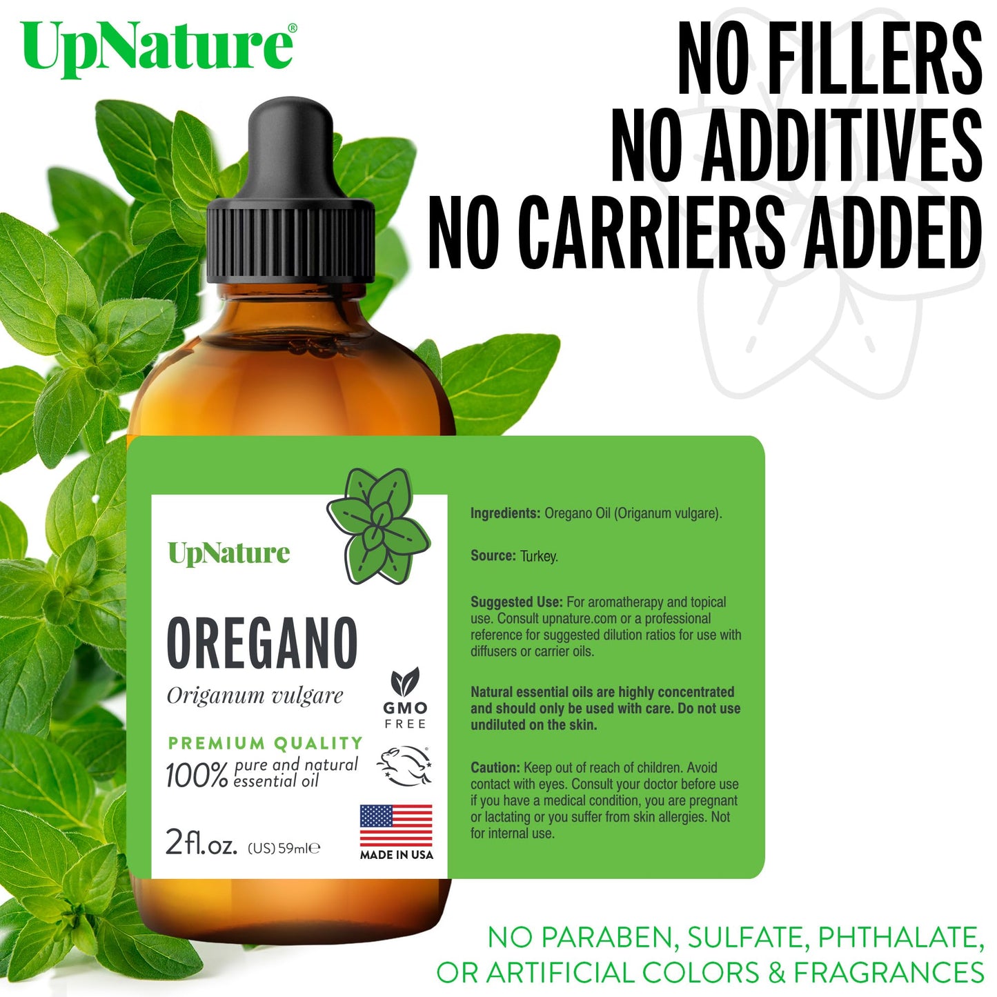 UpNature Oregano Oil - Huge 2oz - 100% Pure Oregano Essential Oil