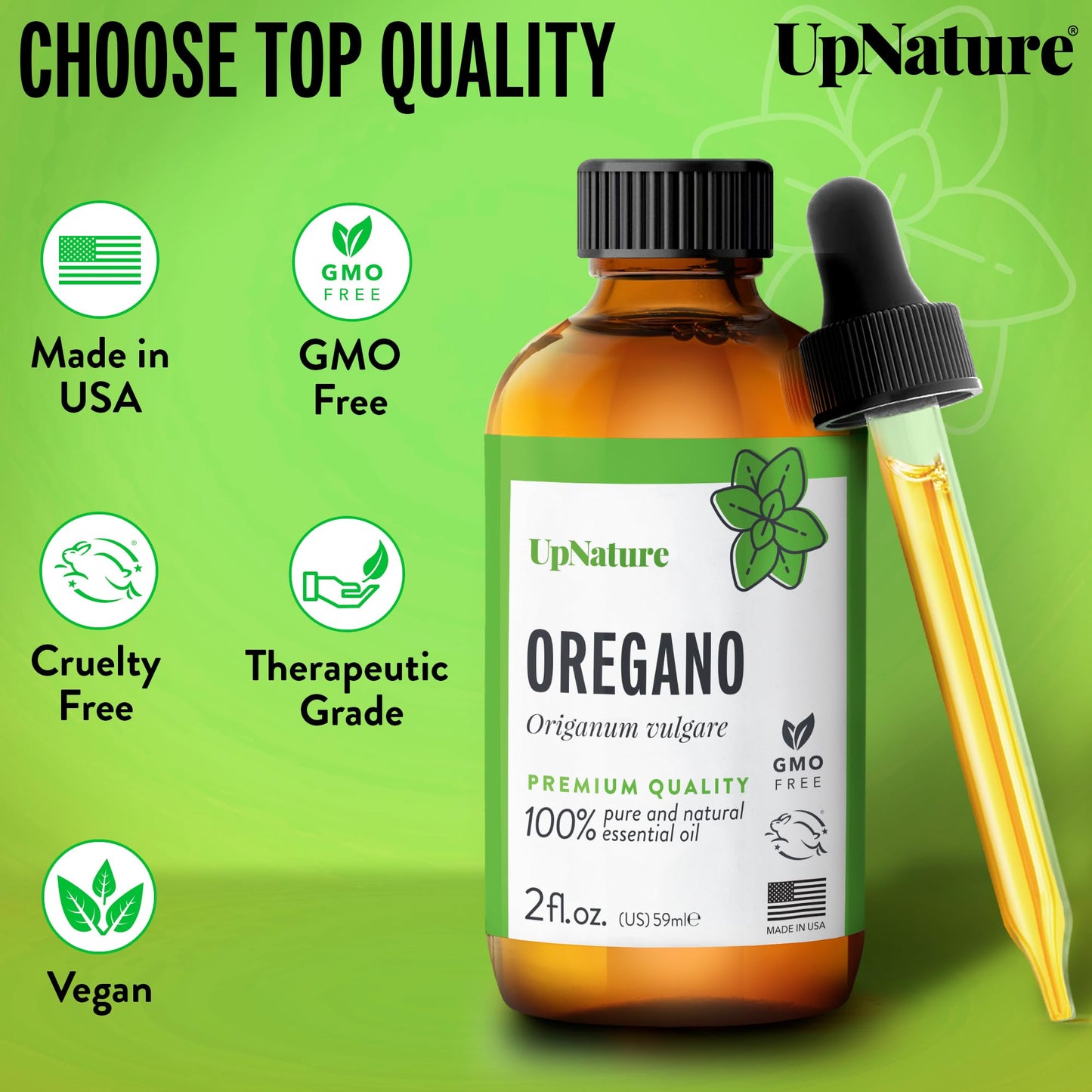 UpNature Oregano Oil - Huge 2oz - 100% Pure Oregano Essential Oil