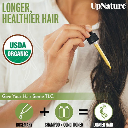 UpNature Organic Rosemary Oil - 100% Pure Rosemary Oil for Hair, Scalp & Skin - 2oz