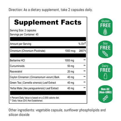 UpNourish Liposomal Berberine 1000mg – Cinnamon, Chromium, Curcuminoids & More | 90 Vegan Capsules