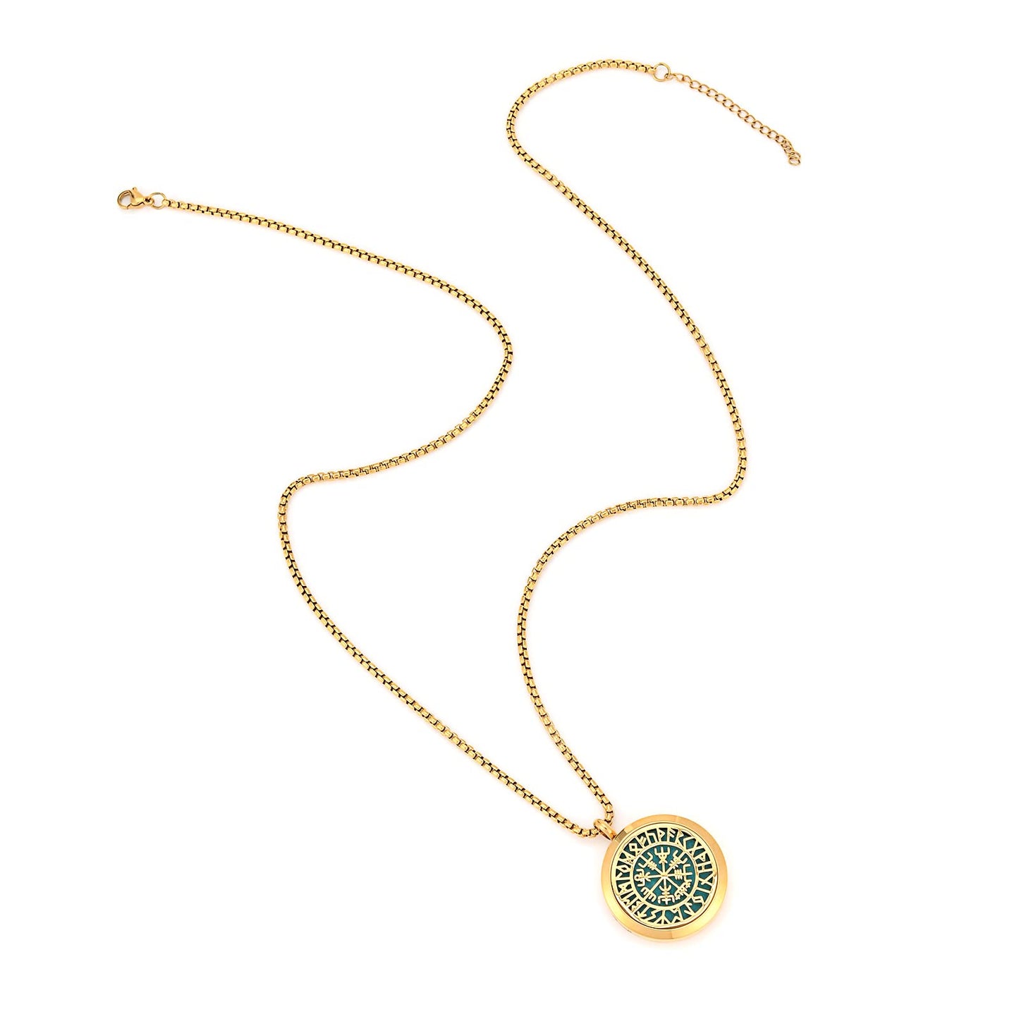 Upper Norse Vikings Amulet Diffuser Necklace – Gold Stainless Steel Locket for Aromatherapy