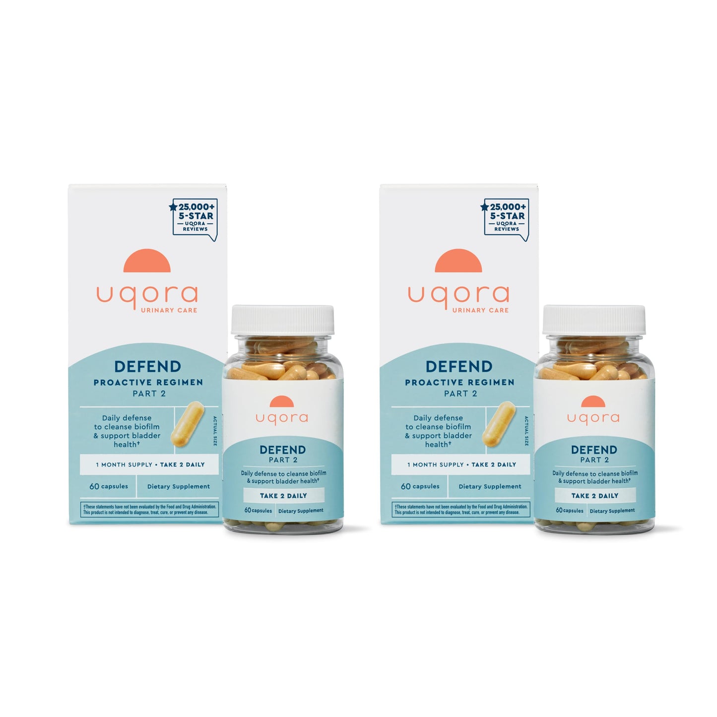 Uqora Defend – Urinary Tract Health Supplement with D-Mannose & Green Tea (120 Capsules, 2 Pack)