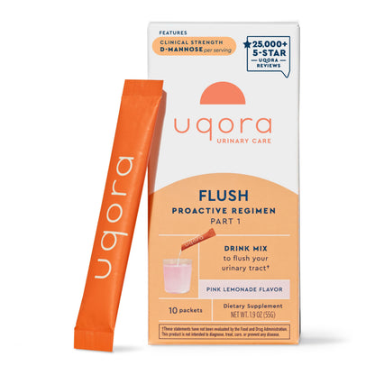 Uqora Flush - Urinary Tract Health Support | Pink Lemonade (10 Packets) - Gluten-Free & Vegan