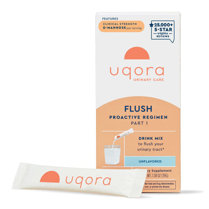 Uqora Flush - Urinary Tract Support Drink Mix with D-Mannose, Vitamin C, B6 & Minerals (10 Pack) - Gluten-Free & Vegan - Unflavored
