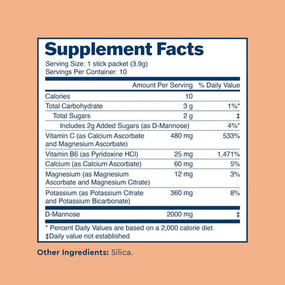 Uqora Flush - Urinary Tract Support Drink Mix with D-Mannose, Vitamin C, B6 & Minerals (10 Pack) - Gluten-Free & Vegan - Unflavored