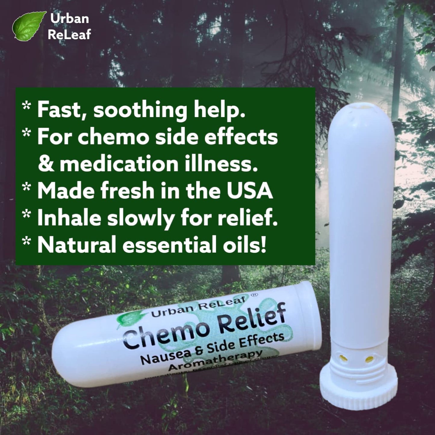 Urban ReLeaf Chemo Relief Aromatherapy Inhaler – 100% Natural Essential Oils (Drug-Free)