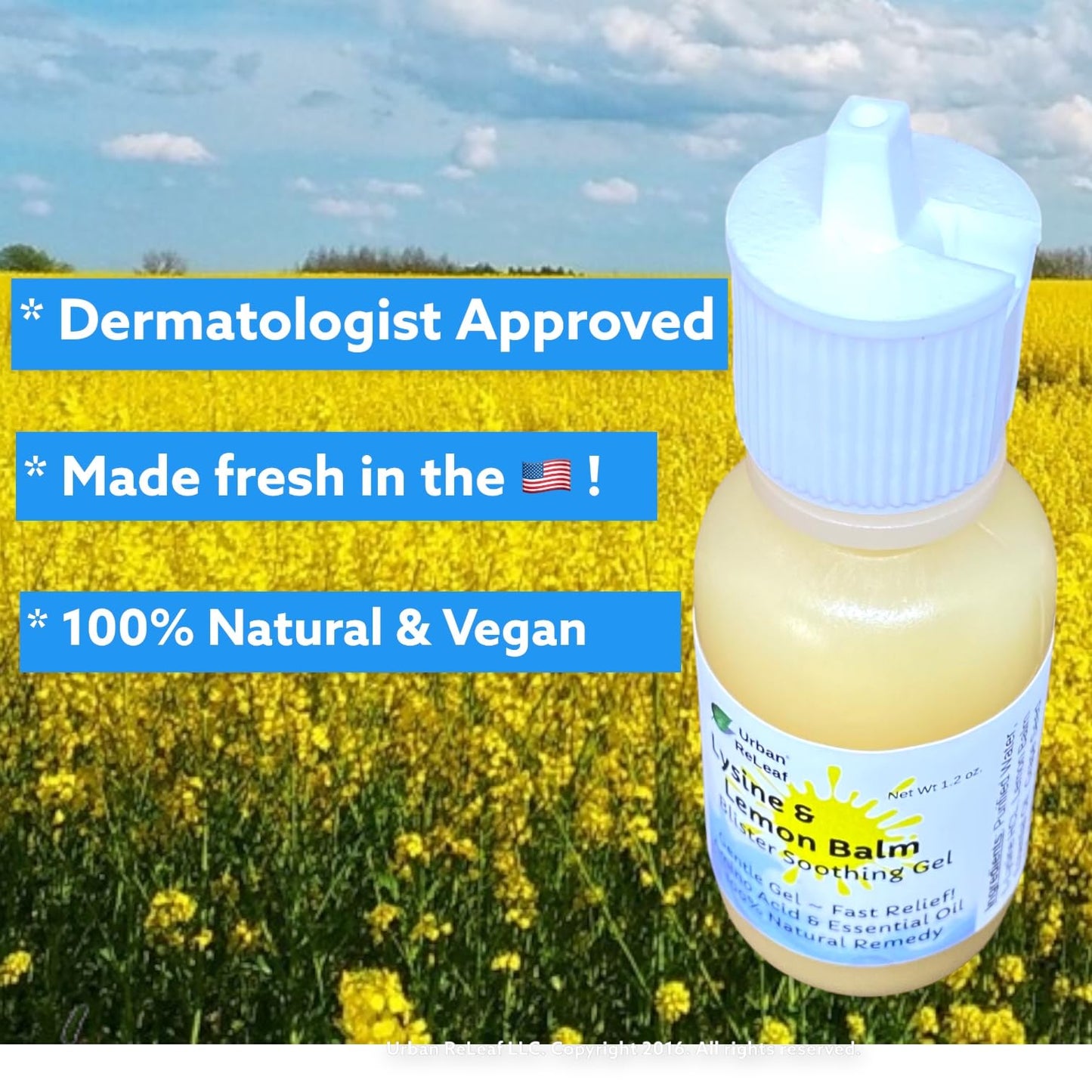 Urban ReLeaf Lysine & Lemon Balm Blister Soothing Gel – Fast-Drying, 100% Natural Help