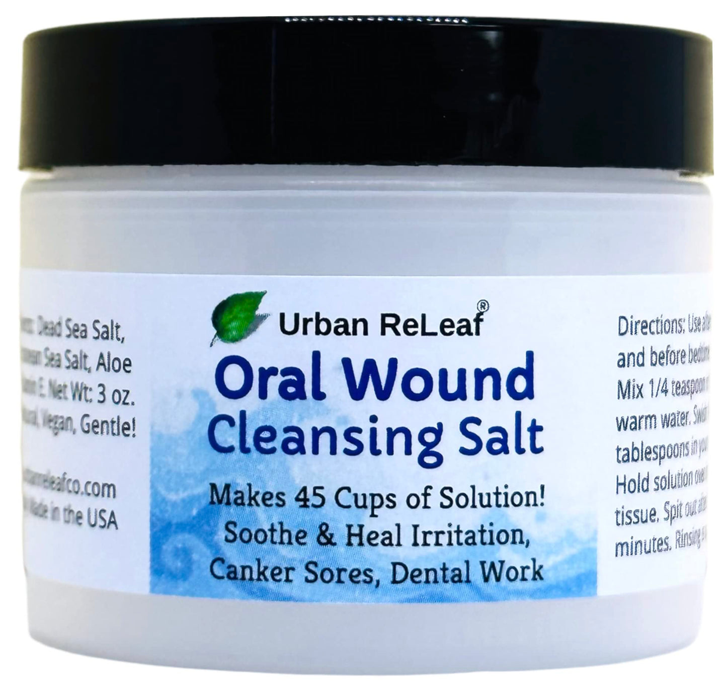 Urban ReLeaf Oral Wound Cleansing Salt – 3 oz, 45 Cups, Made in USA
