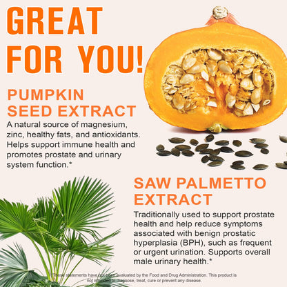 Pumpkin Seed Oil with Saw Palmetto – 1000mg per Serving, 300 Softgels | Hair, Prostate & Urinary Health | Cold Pressed, Non-GMO