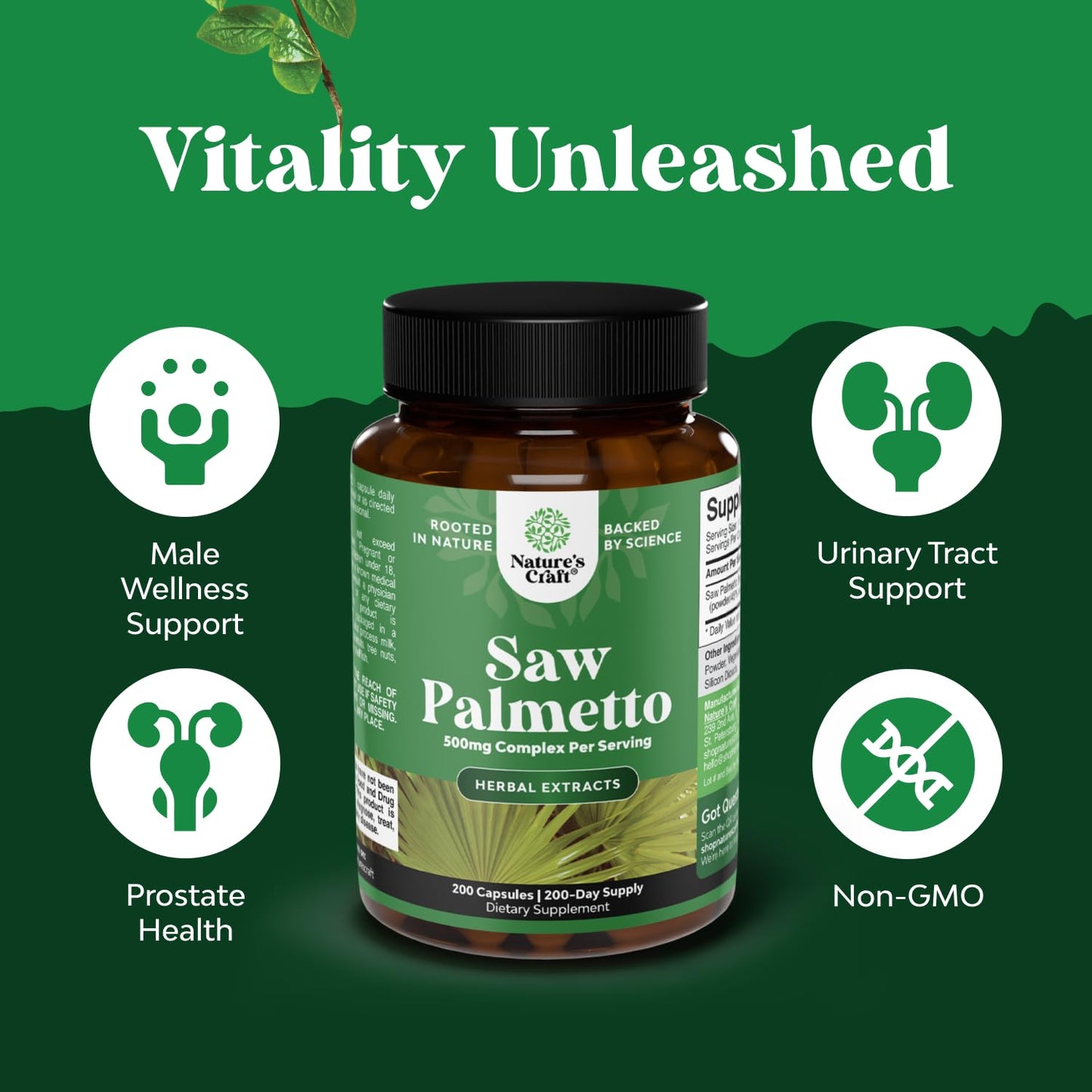 Extra Strength Saw Palmetto Extract 500mg | Hair Health & Urinary Support