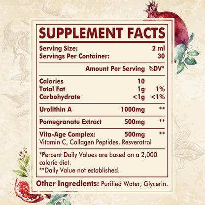 Urolithin A Liquid Drops 2000mg – Dual-Source Formula, 60ml