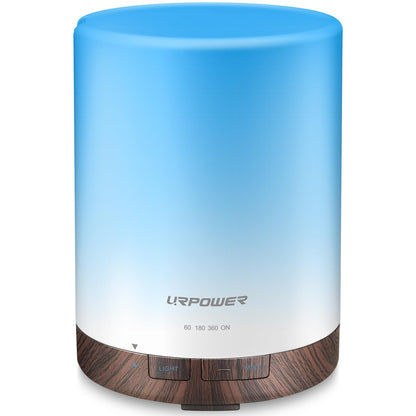 URPOWER 300ml Essential Oil Diffuser | Ultrasonic Humidifier, Auto Shut Off, 7 Color LEDs, 4 Timers