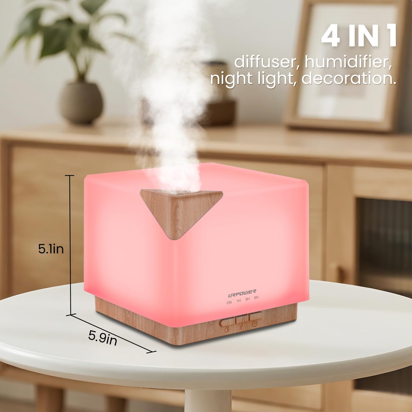 URPOWER 700ml Aromatherapy Diffuser – Ultrasonic Humidifier, 20+ Hours