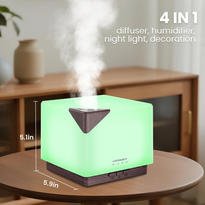 URPOWER 700ml Aromatherapy Essential Oil Diffuser – Ultrasonic Humidifier, 7 LED Colors, 4 Timers