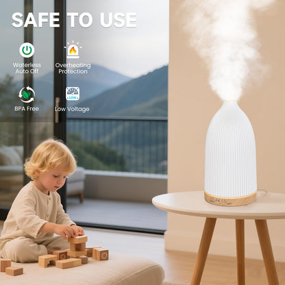 URPOWER Essential Oil Diffuser – 7 LED Color Lights, Auto-Off, Ultrasonic 100ml