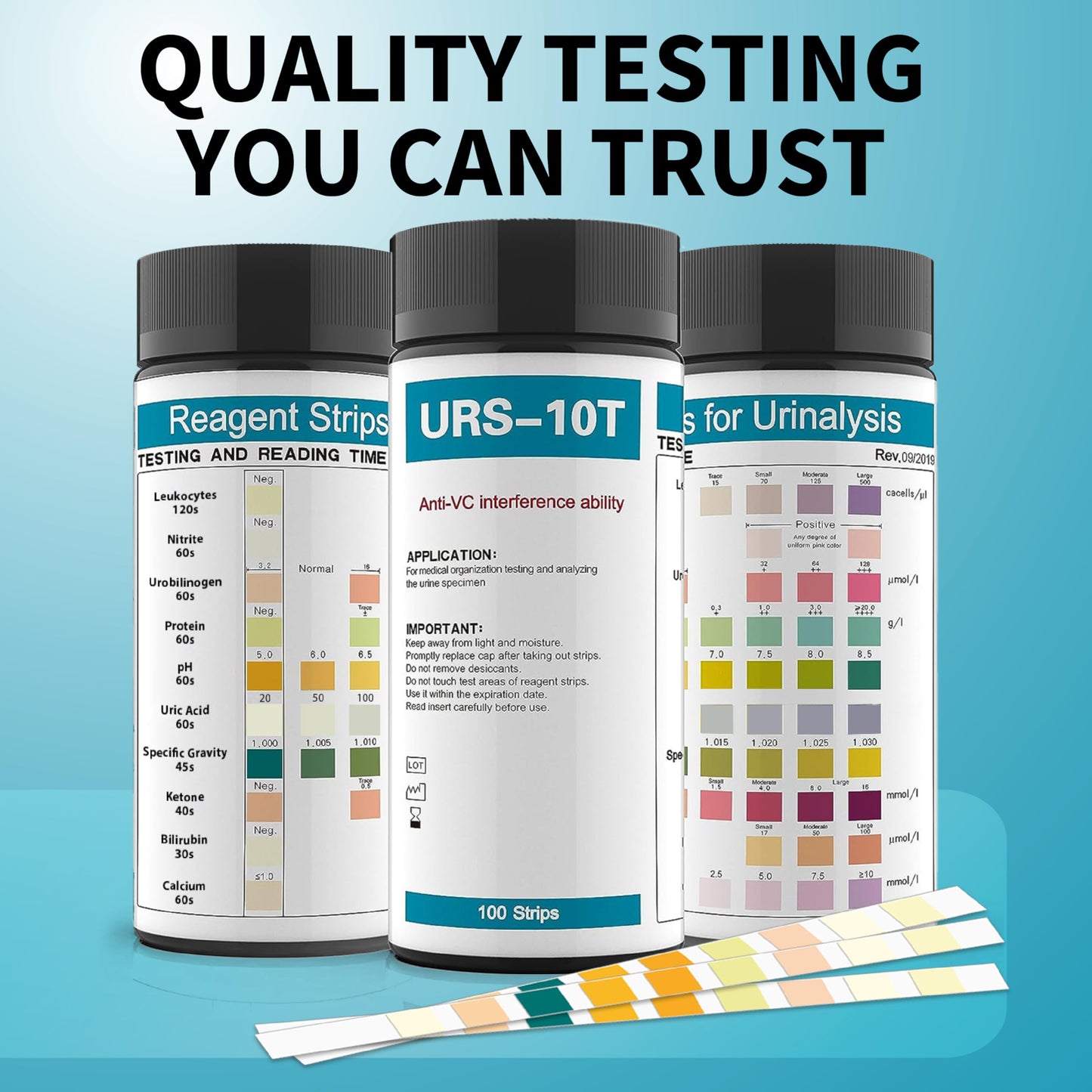 URS 10-in-1 Urine Test Strips – 10 Parameters for UTI, Ketosis, pH, Protein, 100 Count