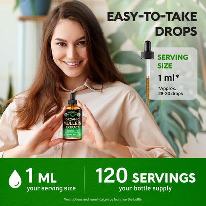 USDA Organic Mullein Drops for Lungs – Made in USA | Pack of 2