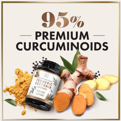 Turmeric Curcumin 95% Curcuminoids, 1750mg with BioPerine | Vegan, Non-GMO, 360 Capsules | USA Bottled