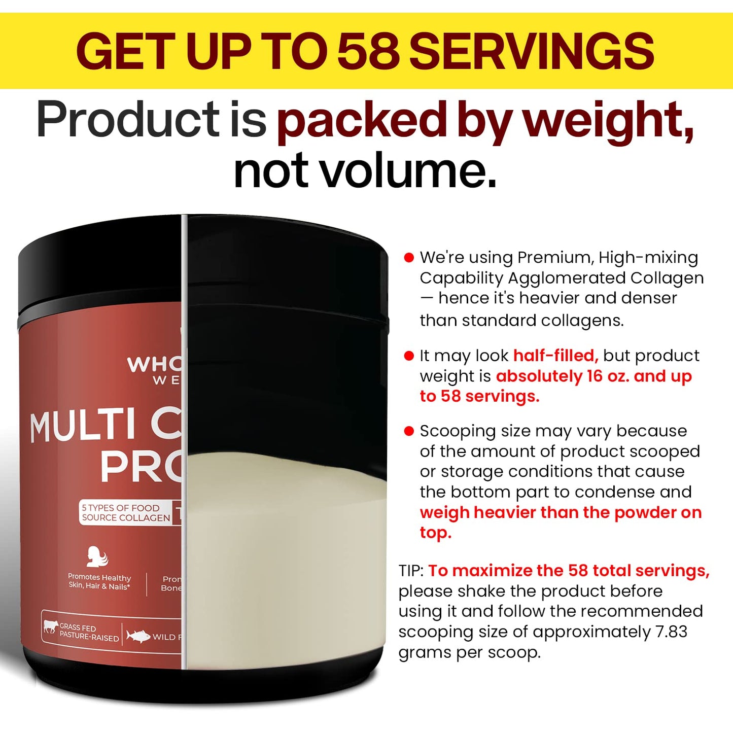 Wholesome Wellness Multi Collagen Powder – Grass-Fed Type I II III V X