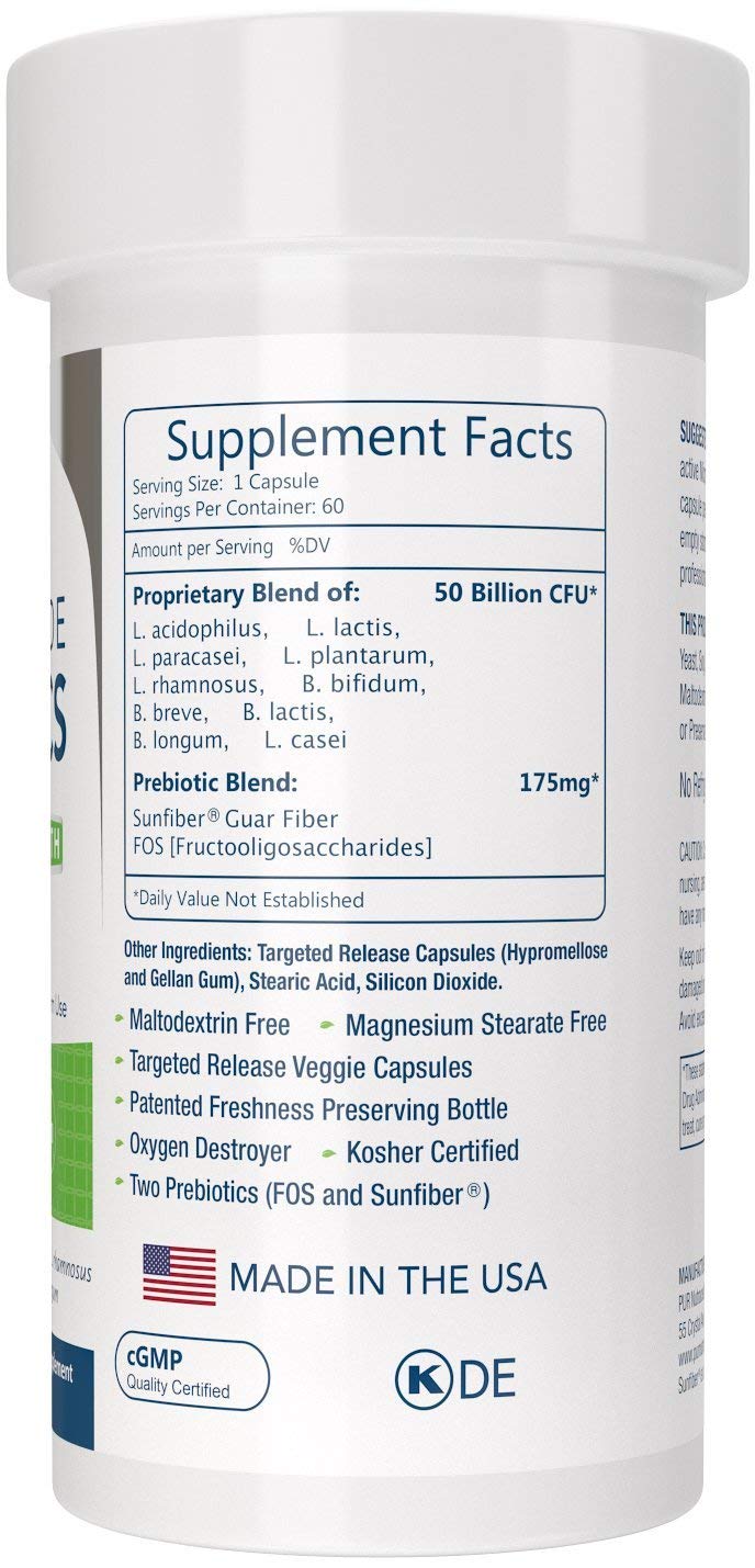 PUR Nutraceuticals Clinical Grade Probiotics - 50 Billion CFUs, 10 Strains, 2 Month Supply, Made in USA