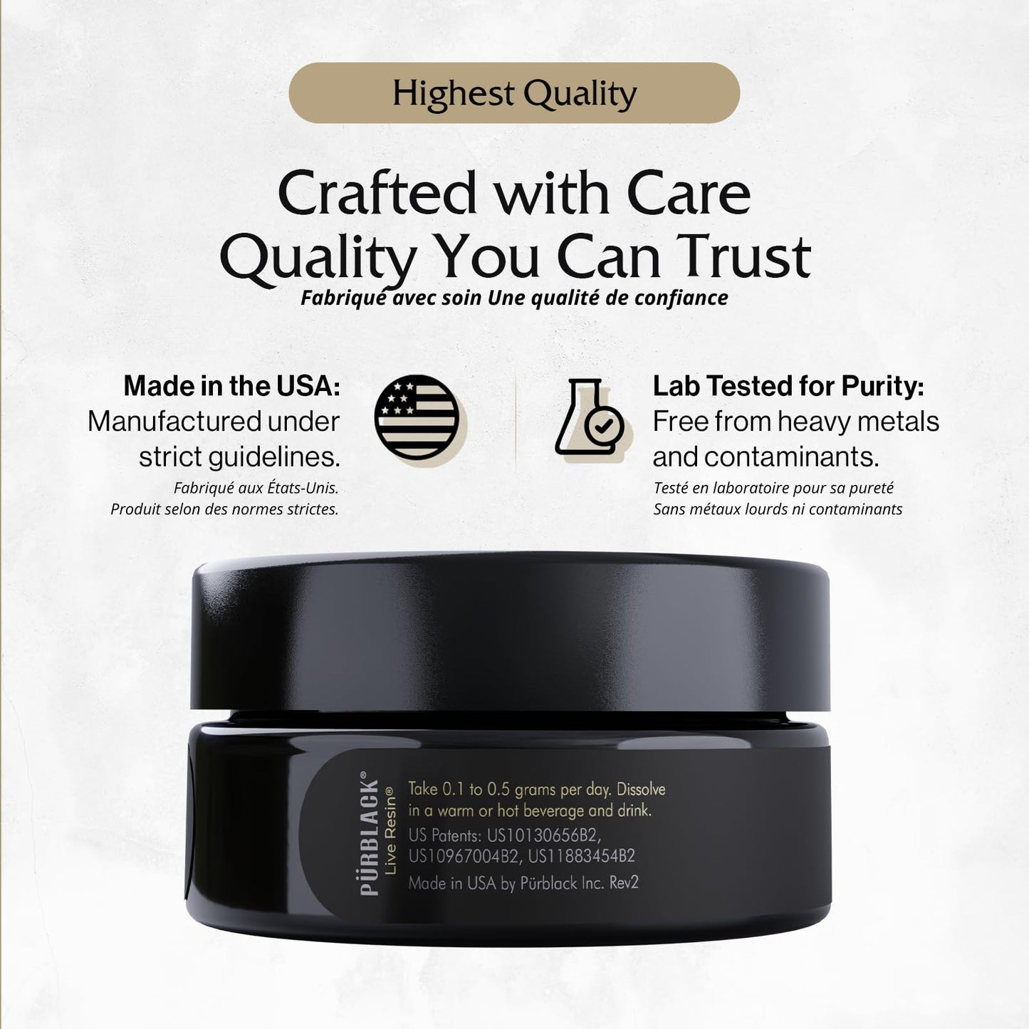 Pürblack Live Resin Pure Gold Shilajit – Organic, 80+ Minerals, USA Made | 30 Servings