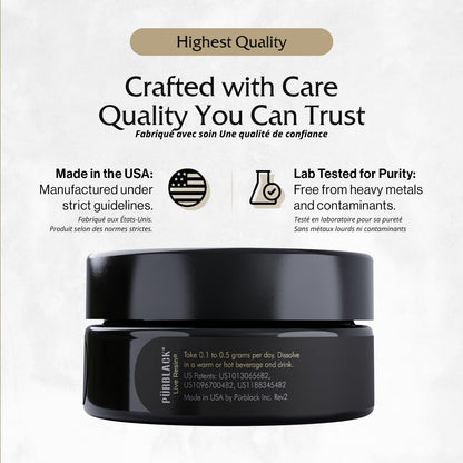 Pürblack Live Resin Pure Gold Shilajit – Organic, 80+ Minerals, USA Made | 30 Servings