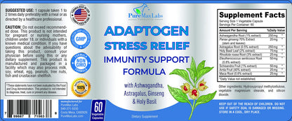 Adaptogen Stress Relief Immune Support Formula - Ashwagandha, Ginseng & 9 Herbs, 60 Capsules (Pack of 2)