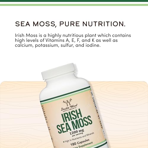 Irish Sea Moss Capsules 1200mg - 180 Count | Double Wood