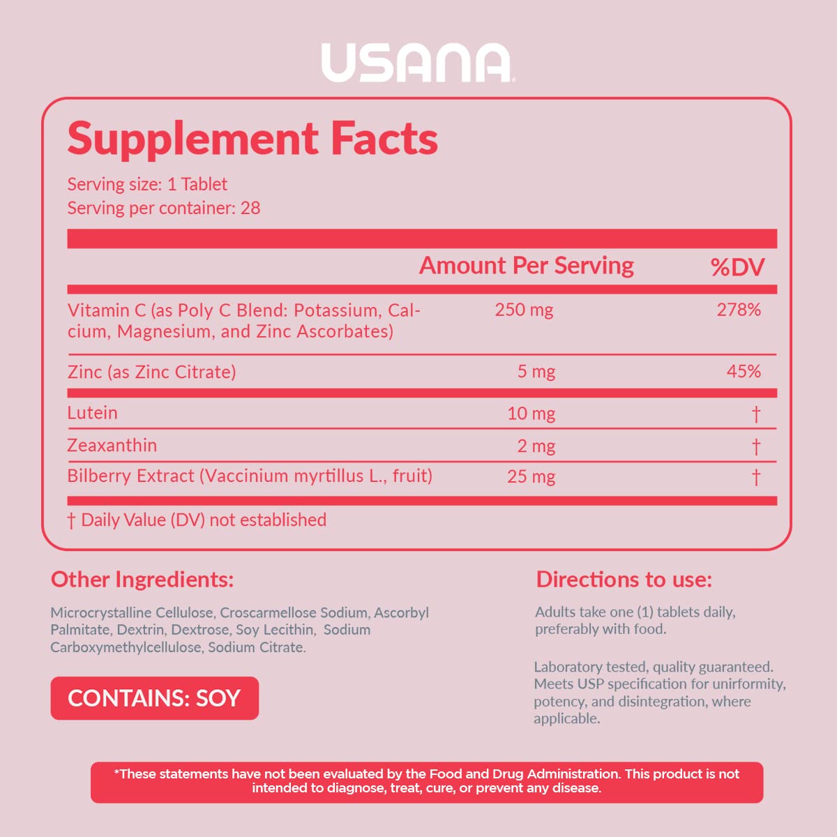 USANA Visionex DS with Lutein Zeaxanthin – Advanced Eye Health & Vision Support, 28 Tablets (28-Day Supply)